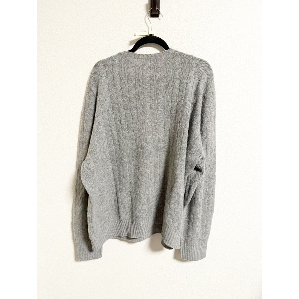 Andrea Campagna Cable Knit Cashmere Sweater Crew Neck Pullover Gray XXL - Picture 2 of 6